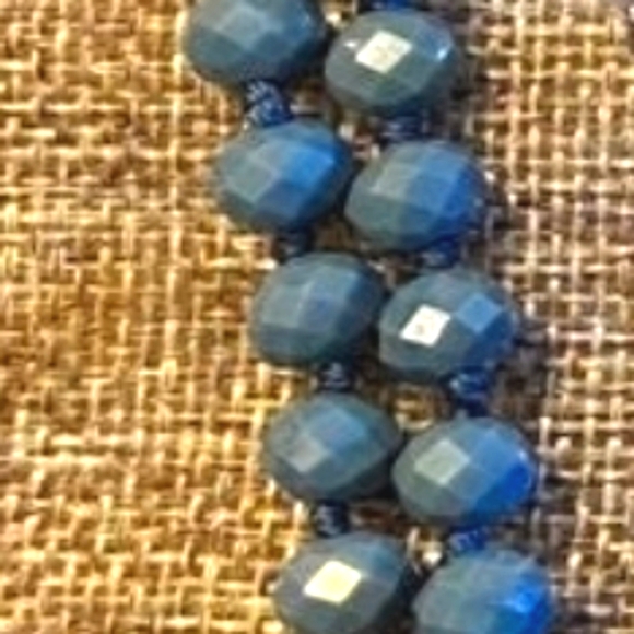 Vintage Faceted Denim Chalcedony Necklace Hand Knotted Denim Color 60" - Picture 5 of 5
